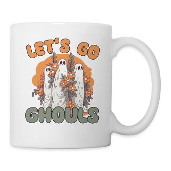 Let's go ghouls groovy ghost with vintage flowers - Mug - white - Right