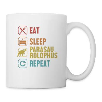 Manger Sommeil Parasaurolophus Répéter Dinosaure - Mug blanc - blanc - Droite