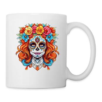 Beautiful Floral La Catrina Skull Dia De Los Muert - Mug - white - Right