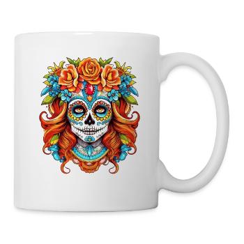 Halloween Kostüm für Damen und Herren - La Catrina - Tasse - Weiß - Rechts