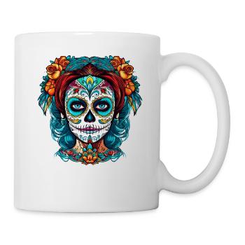 La Calavera Catrina Sugar Skull Halloween Femmes - Mug blanc - blanc - Droite