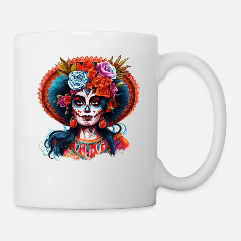La Catrina: un symbole de force et de beauté - Mug blanc - blanc