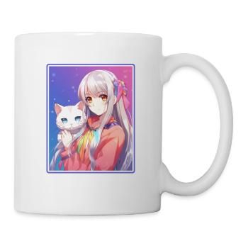 Kawaii Girl Anime Manga Girl Cat - Mug - white - Right
