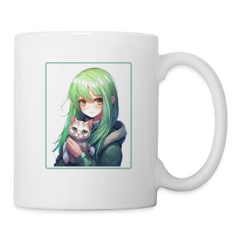 Kawaii Girl Anime Manga Girl Cat - Mug - white - Right