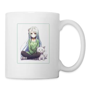 Kawaii Girl Anime Manga Girl Cat - Mug - white - Right
