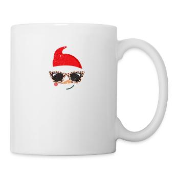 Lustige Weihnachten Schneemann Gesicht Leopard - Tasse - Weiß - Rechts