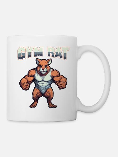 Gym Rat Bodybuilding Kraftsport lustiges Fitness - Tasse - Weiß
