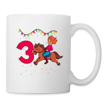 Mit Pferd - Mädchen Geburtstag 3 Jahre - Tasse - Weiß - Rechts