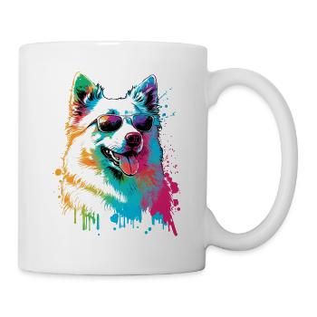 Chien esquimau américain coloré portant des lunettes de soleil - Mug blanc - blanc - Droite