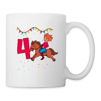 Mit Pferd - Mädchen Geburtstag 4 Jahre - Tasse - Weiß - Rechts
