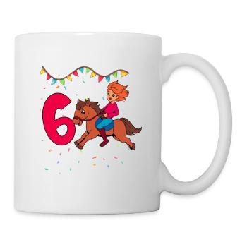 Mit Pferd - Mädchen Geburtstag 6 Jahre - Tasse - Weiß - Rechts