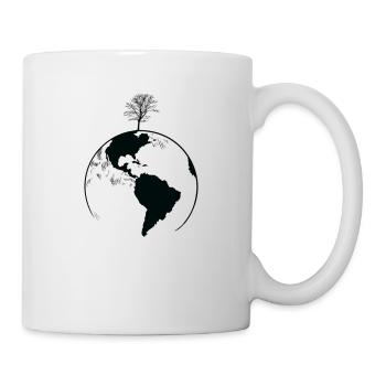 Planet Erde mit einem Baum Natur Blätter - Tasse - Weiß - Rechts