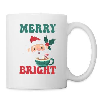 Merry And Bright Pink Funny Christmas Santa Claus - Mug - white - Right