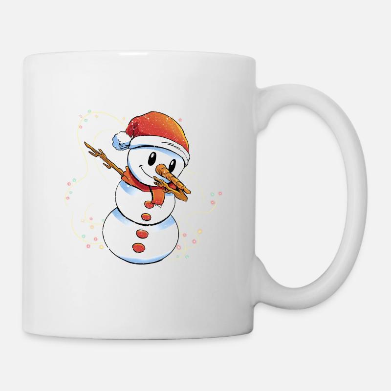 Niedlicher tupfender Schneemann Weihnachtslichter - Tasse - Weiß