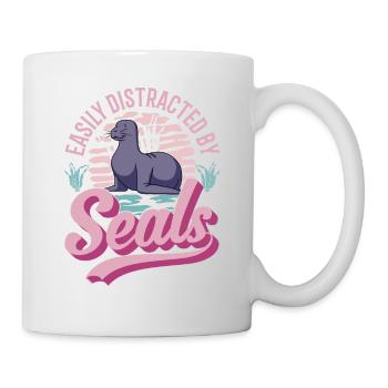 Easily distracted by Seal Robbe Seelöwe - Tasse - Weiß - Rechts