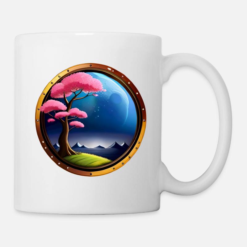 Arbre Sakura. Arbre japonais avec un beau paysage - Mug blanc - blanc