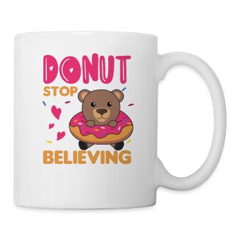 Süßer Bär lustige Tiere in Donut pink - Tasse - Weiß - Rechts
