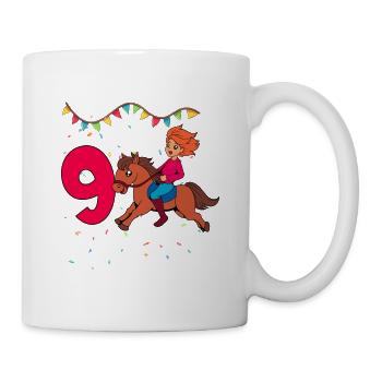 Mit Pferd - Mädchen Geburtstag 9 Jahre - Tasse - Weiß - Rechts