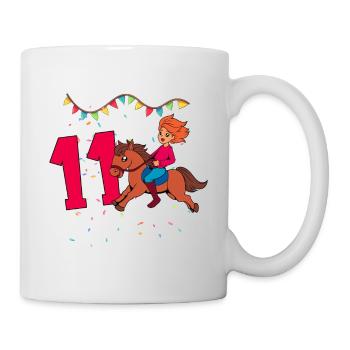 Avec Cheval - Fille Anniversaire 11 ans - Mug blanc - blanc - Droite