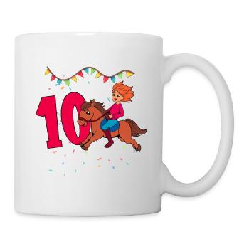 Mit Pferd - Mädchen Geburtstag 10 Jahre - Tasse - Weiß - Rechts