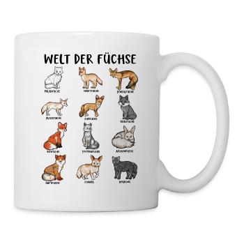 Verschiedene Fuchsarten - Welt der Füchse - Tasse - Weiß - Rechts