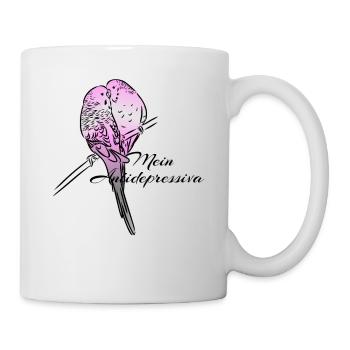 Rosenbauchsittich, Bourkesittich lustiger Spruch - Tasse - Weiß - Rechts