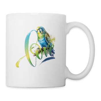 Perruche bleu vert dessin aquarelle - Mug blanc - blanc - Droite