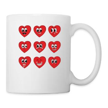 La Saint-Valentin Silly fait face à des cœurs drôles - Mug blanc - blanc - Droite