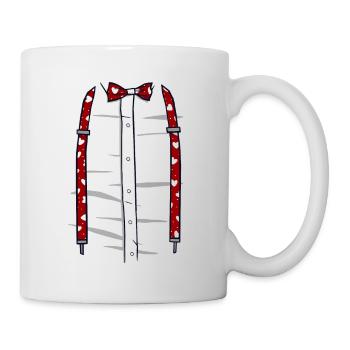 Valentinstag Hosenträger Herzen Fliege Lustig - Tasse - Weiß - Rechts