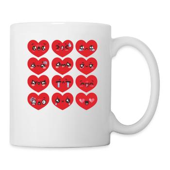 La Saint-Valentin Silly fait face à des cœurs drôles - Mug blanc - blanc - Droite