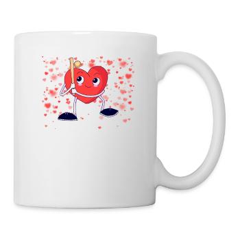 Heart swinging baseball bat Valentine's Day - Mug - white - Right