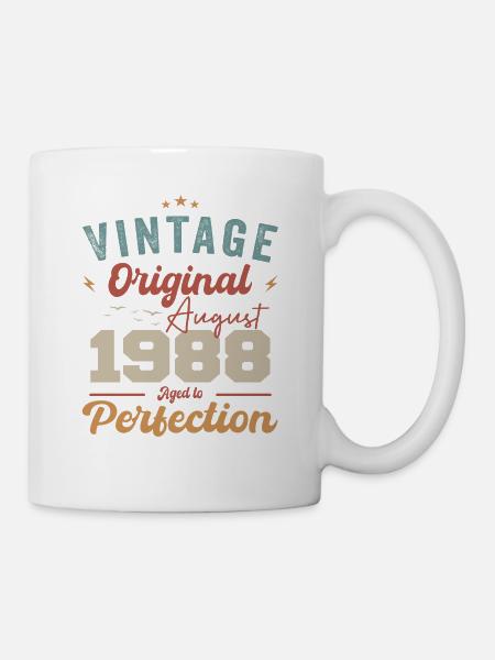 Août 1988 Vintage Vintage Anniversaire Rétro - Mug blanc - blanc