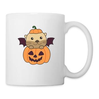 Otter Happy Halloween Pumpkin Bat Costume - Mug - white - Right