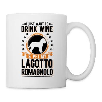 Lagotto Romagnolo et vin - Mug blanc - blanc - Droite