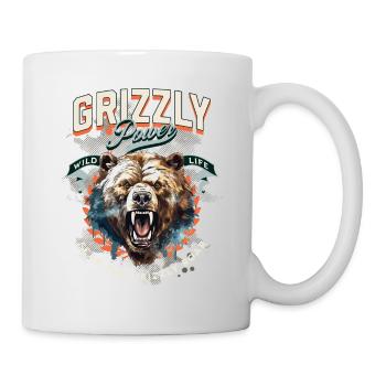 Bear Grizzly Roars Bear's Head Nature Wilderness Forest - Mug - white - Right