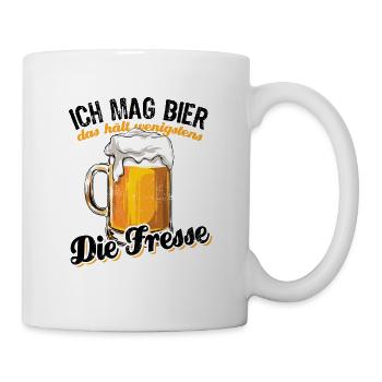 Ich mag Bier das hält wenigstens die Fresse Spruch - Tasse - Weiß - Rechts