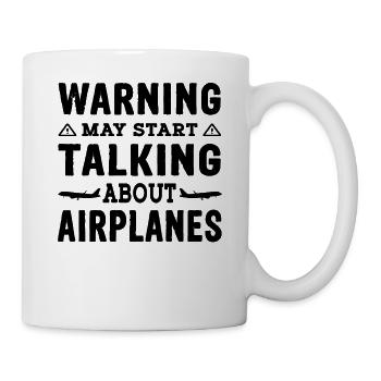Warning may start talking about airplanes Fliegen - Tasse - Weiß - Rechts