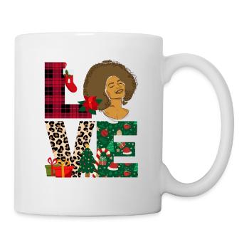 Love Christmas Black Melanin Afro African - Mug - white - Right