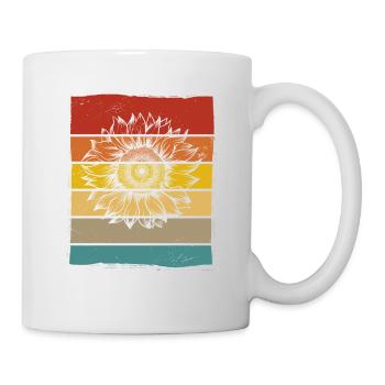 Sonnenblume Blume Retro Geschenk - Tasse - Weiß - Rechts