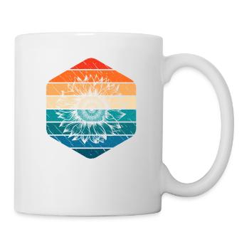 Sonnenblume Retro Geschenk - Tasse - Weiß - Rechts