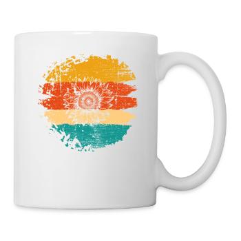 Sonnenblume Blume Retro Geschenk - Tasse - Weiß - Rechts