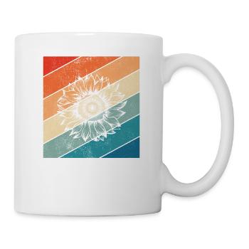 Sonnenblume Retro Geschenk - Tasse - Weiß - Rechts