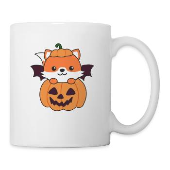 Fox Happy Halloween Pumpkin Bat Costume - Mug - white - Right
