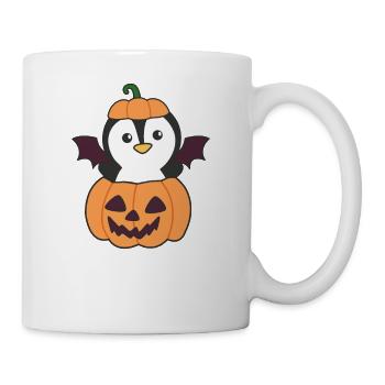 Penguin Happy Halloween Pumpkin Bat Costume - Mug - white - Right