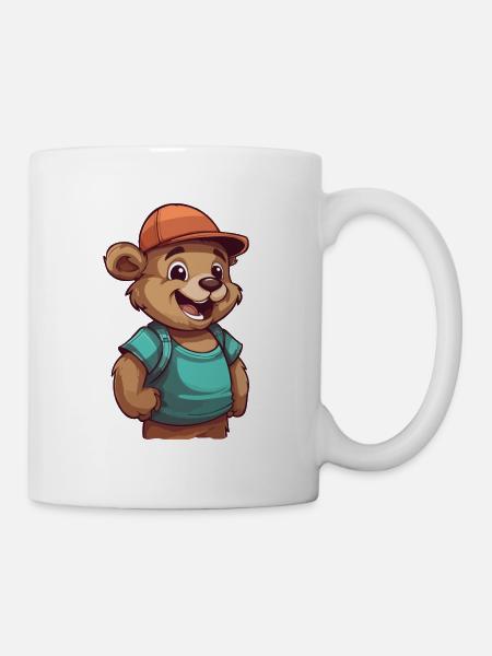 Süßer Cartoon Bär mit Mütze: Knuddeliger Begleiter - Tasse - Weiß