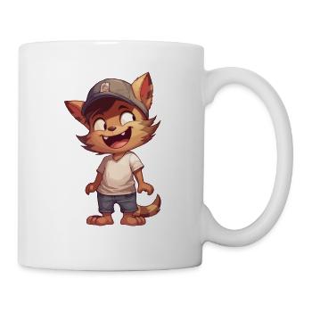 Chat de dessin animé mignon avec casquette Compagnon câlin - Mug blanc - blanc - Droite