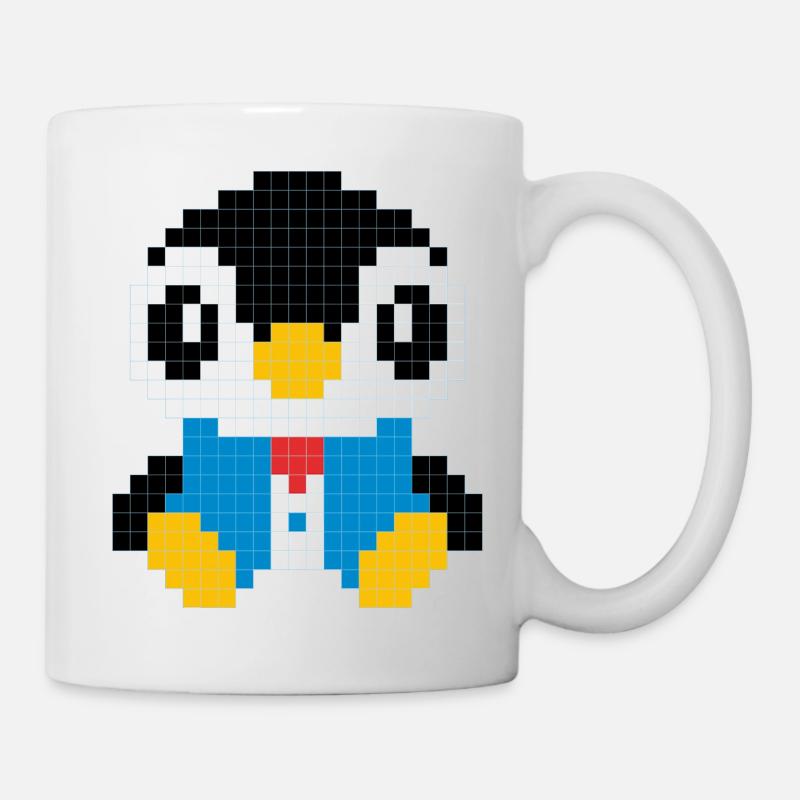 A penguin in a pixelated suit - Mug - white