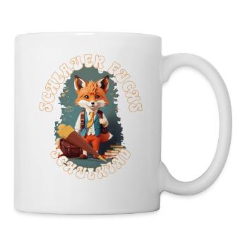 Schlauer Fuchs Schulkind Schulanfang - Tasse - Weiß - Rechts