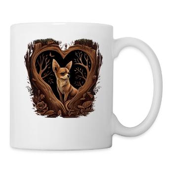 Chihuahua | Niedlicher Hund Welpe Natur Holz Herz - Tasse - Weiß - Rechts