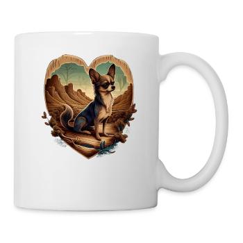 Chihuahua | Niedlicher Hund Welpe Natur Holz Herz - Tasse - Weiß - Rechts